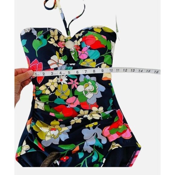 Kate Spade Flower Bed Bandeau One-Piece XS Blue Floral Tropical NWT - Picture 11 of 13